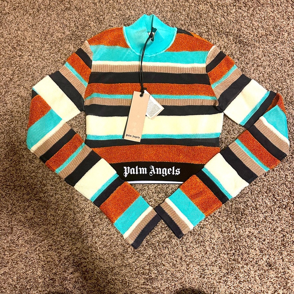 Palm Angels Striped Knit Sweater Crop Top – Size Large– NWT